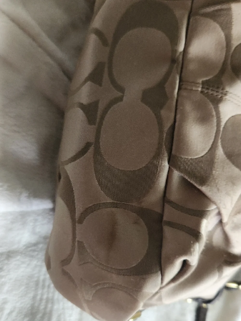 Coach Beige Signature Hobo with Dark Brown Trim - Picture 3 of 6